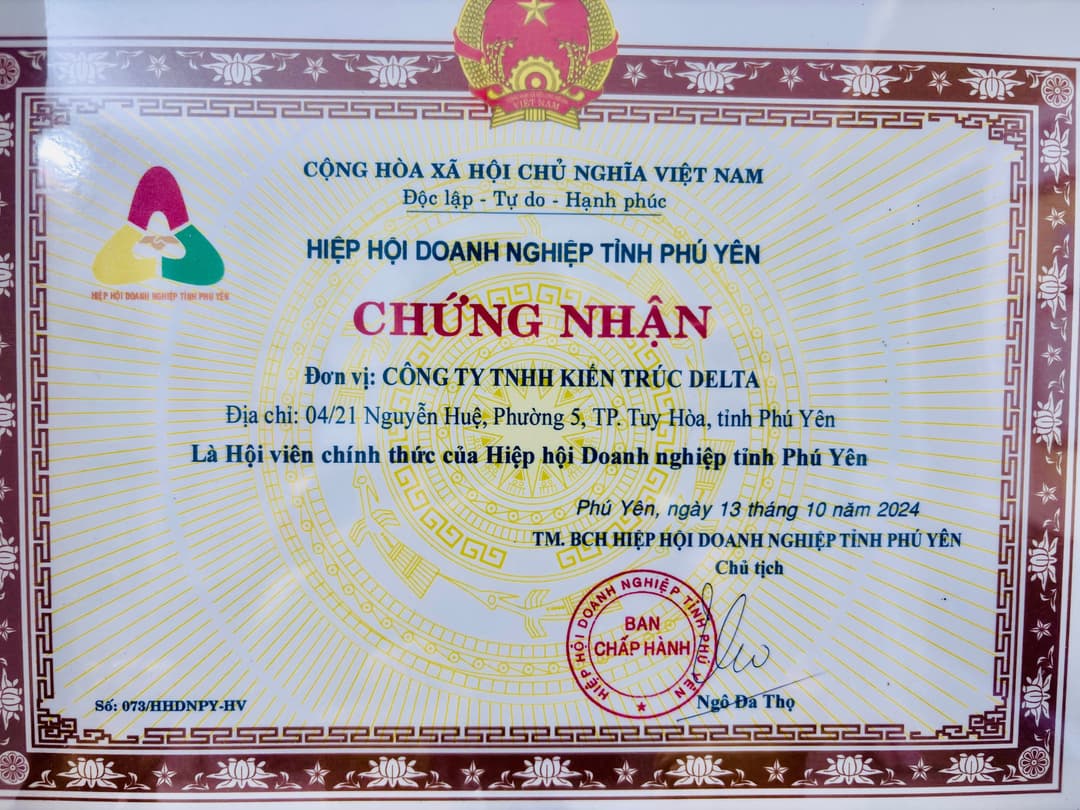 Chứng Nhận Hội Viên Chính Thức Hội Doanh Nghiệp Tỉnh Phú Yên 2024